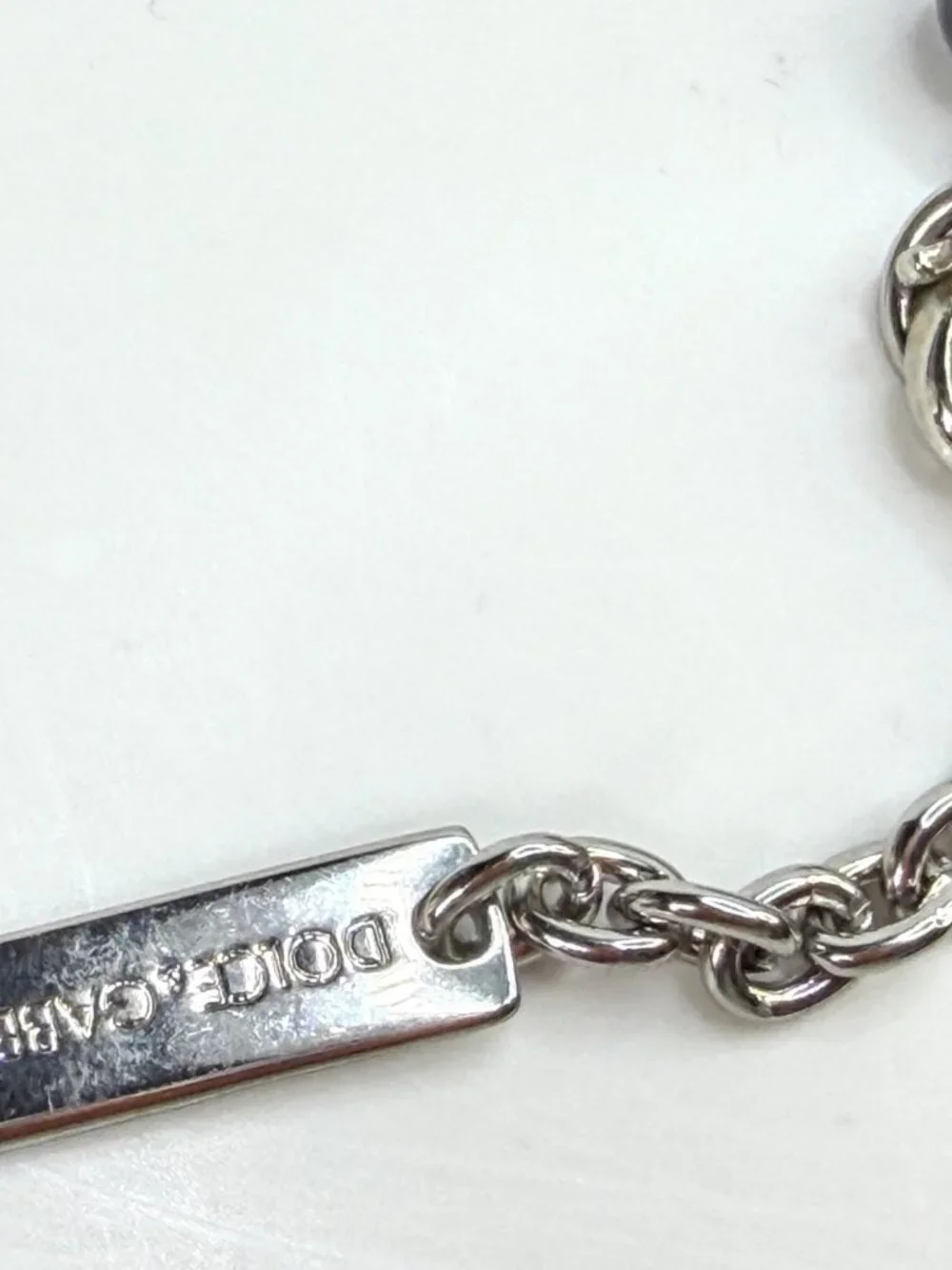 Vintage Dolce & Gabbana 925 Silver Black Bead Rosary Crucifix Necklace JR1983